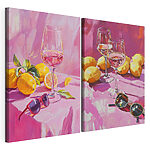 Impression sur toile modulaire Peinture représentant des verres à vin et des citrons