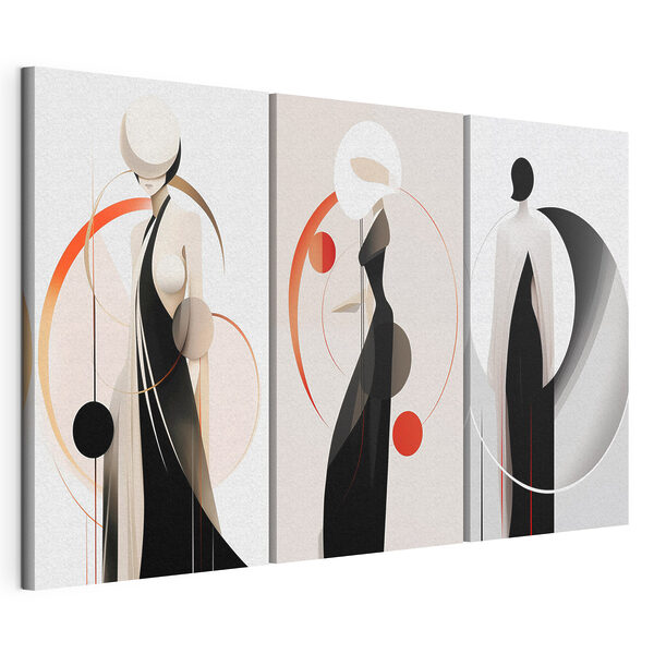 Impression sur toile modulaire Collage représentant une femme en robe noire