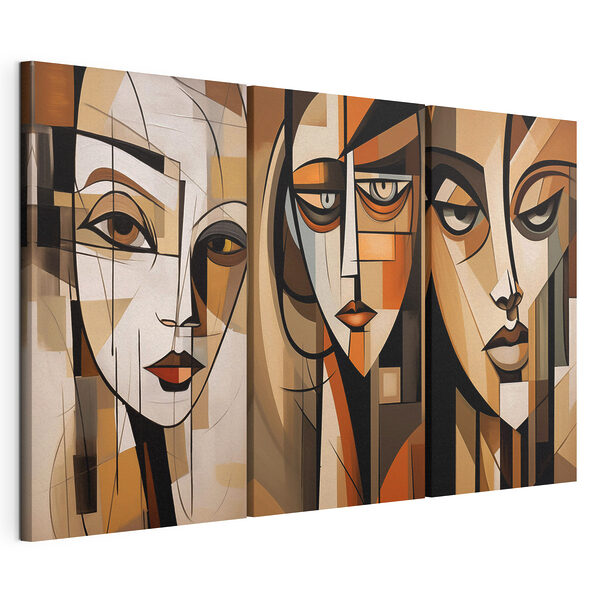 Impression sur toile modulaire Collage de tableaux représentant le visage d'une femme