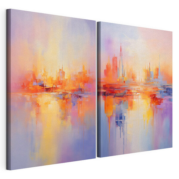 Impression sur toile modulaire Peinture représentant une ville