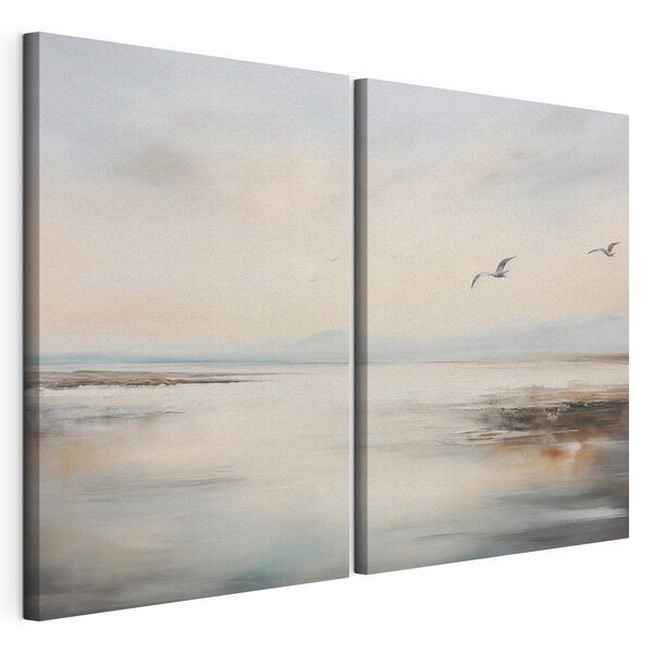 Impression sur toile modulaire Oiseau survolant une plage