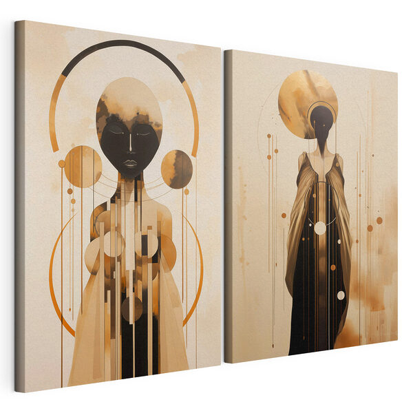 Figures abstraites comportant des éléments géométriques Impression sur toile modulaire Figures abstraites comportant des éléments géométriques