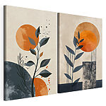 Impression sur toile modulaire Deux tableaux représentant des plantes et le soleil
