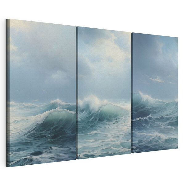 Ensemble de vagues dans l'océan Impression sur toile modulaire Ensemble de vagues dans l'océan