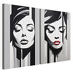 Impression sur toile modulaire Des visages rêveurs en noir et blanc