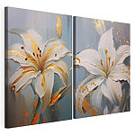 Impression sur toile modulaire Peinture représentant des fleurs blanches