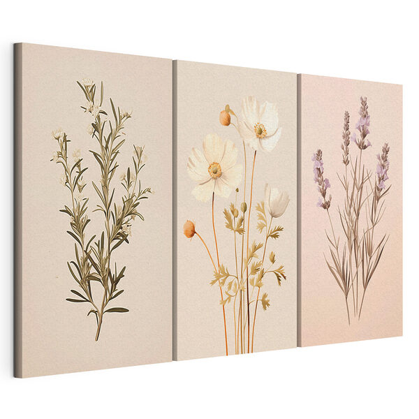 Peinture représentant des fleurs blanches Impression sur toile modulaire Peinture représentant des fleurs blanches