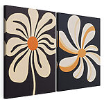 Impression sur toile modulaire Motifs floraux fantaisistes sur fond sombre