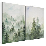 Impression sur toile modulaire Peinture représentant des arbres dans le brouillard
