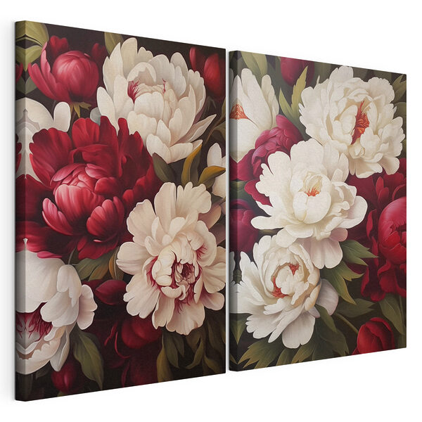 Des fleurs éclatantes, en harmonie et pleines de couleurs Impression sur toile modulaire Des fleurs éclatantes, en harmonie et pleines de couleurs