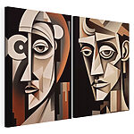 Impression sur toile modulaire Deux tableaux représentant un homme et une femme