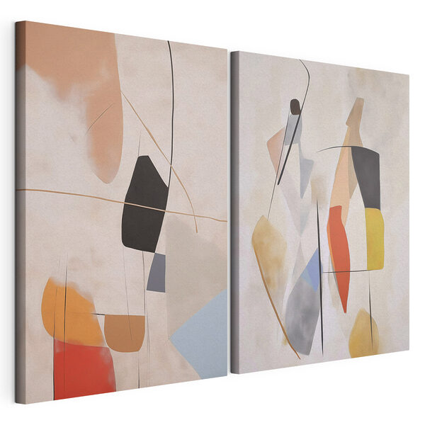Des formes abstraites aux couleurs harmonieuses Impression sur toile modulaire Des formes abstraites aux couleurs harmonieuses