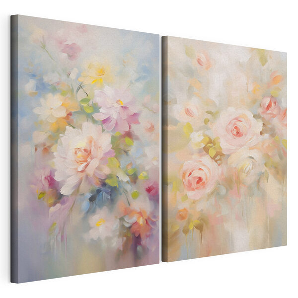 Peinture représentant des fleurs sur un fond blanc Impression sur toile modulaire Peinture représentant des fleurs sur un fond blanc