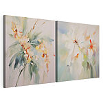 Impression sur toile modulaire Deux tableaux représentant des fleurs sur un fond blanc