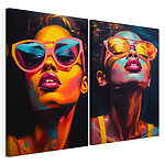 Impression sur toile modulaire Femme portant des lunettes de soleil roses