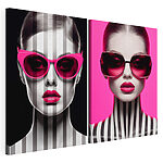 Impression sur toile modulaire Femme portant des lunettes de soleil roses