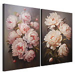 Impression sur toile modulaire Peinture représentant des fleurs sur fond noir