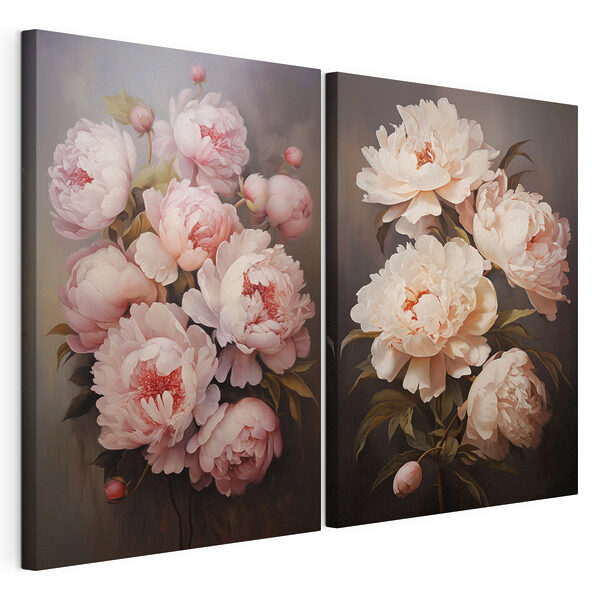 Peinture représentant des fleurs sur fond noir Impression sur toile modulaire Peinture représentant des fleurs sur fond noir