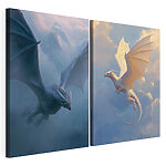 Impression sur toile modulaire Collage représentant des dragons volant dans le ciel