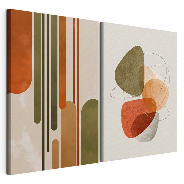 Impression sur toile modulaire Formes abstraites aux couleurs chaudes