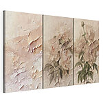 Impression sur toile modulaire Peinture représentant des fleurs sur un mur