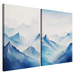 Impression sur toile modulaire Peinture représentant des montagnes et du brouillard