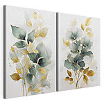 Impression sur toile modulaire Peinture représentant des fleurs et des feuilles