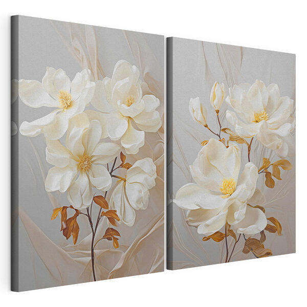 Des motifs floraux délicats sur un fond doux Impression sur toile modulaire Des motifs floraux délicats sur un fond doux
