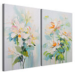 Impression sur toile modulaire Peinture représentant des fleurs sur un fond blanc