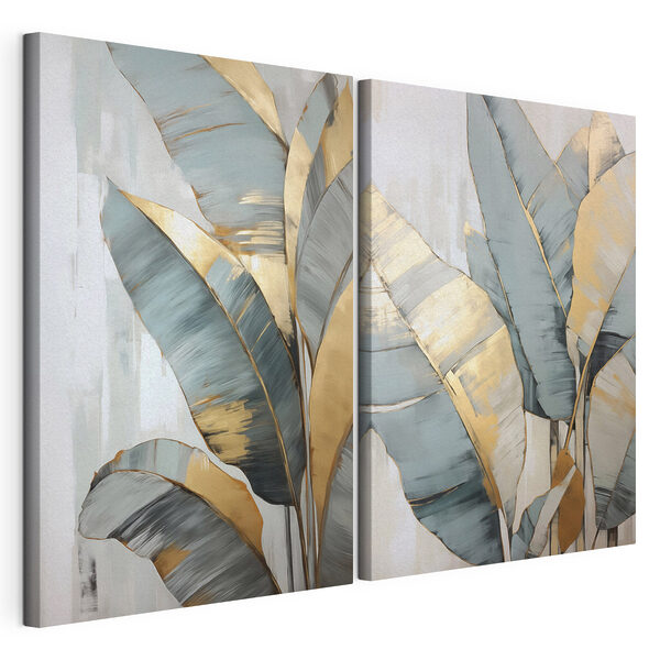 Impression sur toile modulaire - Un feuillage élégant aux teintes douces