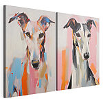 Impression sur toile modulaire Portraits stylisés de lévriers élégants