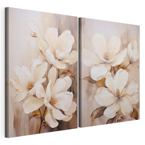 Impression sur toile modulaire Peinture représentant des fleurs blanches