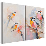 Impression sur toile modulaire Peinture représentant des oiseaux sur une branche