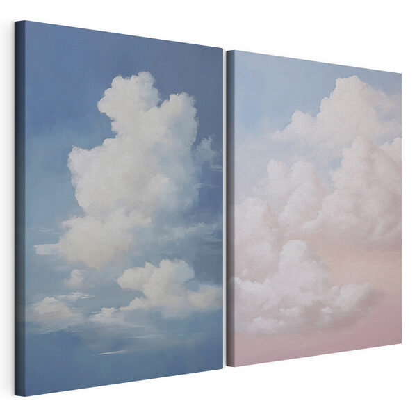 Un ciel bleu parsemé de nuages blancs Impression sur toile modulaire Un ciel bleu parsemé de nuages blancs