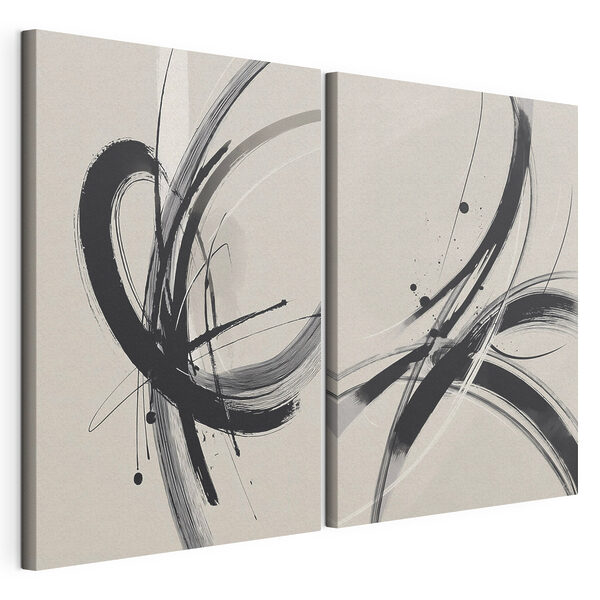 Impression sur toile modulaire Image en noir et blanc représentant un motif tourbillonnant
