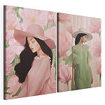 Impression sur toile modulaire Femme en robe et chapeau