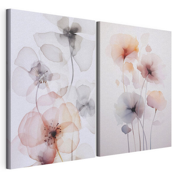 Des fleurs délicates aux couleurs douces Impression sur toile modulaire Des fleurs délicates aux couleurs douces