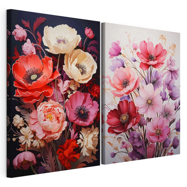 Impression sur toile modulaire Collage de fleurs