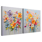 Impression sur toile modulaire Peinture représentant des fleurs sur un fond blanc