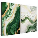 Impression sur toile modulaire Surface marbrée verte et blanche