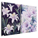 Impression sur toile modulaire Des fleurs délicates sur des fonds contrastés