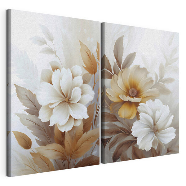 Fleurs délicates aux teintes chaudes Impression sur toile modulaire Fleurs délicates aux teintes chaudes