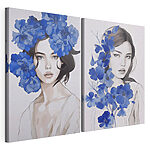 Impression sur toile modulaire Collage représentant une femme avec des fleurs sur la tête