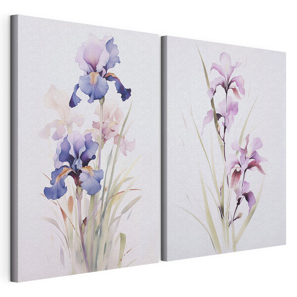 Impression sur toile modulaire Peinture représentant des fleurs sur un fond blanc