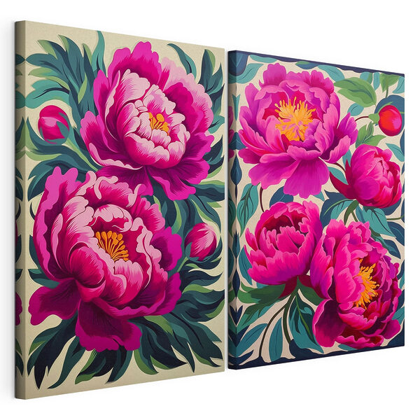Des fleurs aux couleurs éclatantes qui s'épanouissent de tout leur éclat Impression sur toile modulaire Des fleurs aux couleurs éclatantes qui s'épanouissent de tout leur éclat