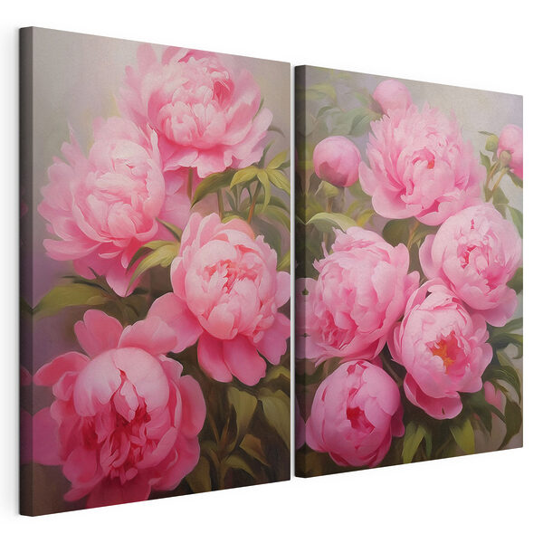 Des fleurs d'un rose tendre, dans une harmonie gracieuse Impression sur toile modulaire Des fleurs d'un rose tendre, dans une harmonie gracieuse