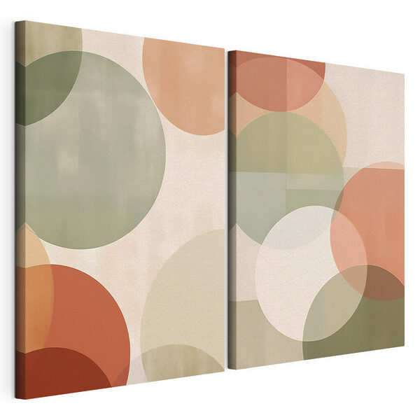 Des teintes douces et des formes ludiques s'harmonisent Impression sur toile modulaire Des teintes douces et des formes ludiques s'harmonisent