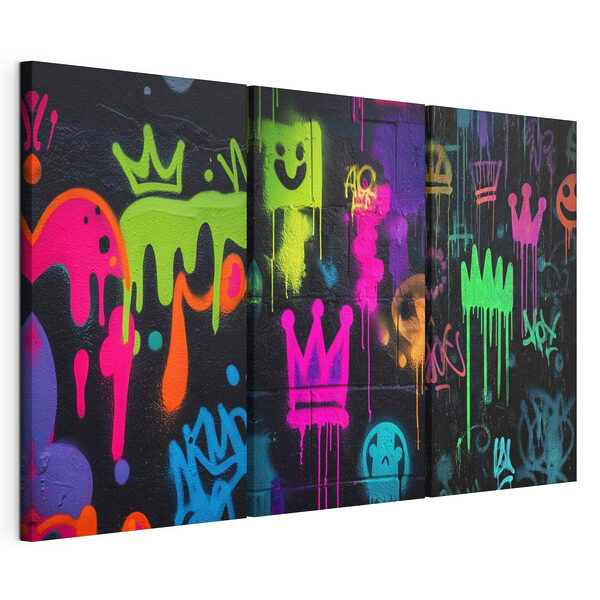 Impression sur toile modulaire Un art urbain éclatant aux couleurs néon