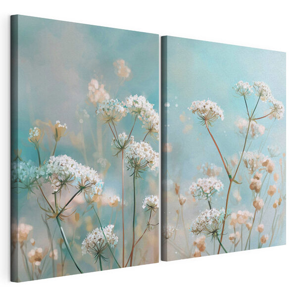 Fleurs délicates aux teintes douces Impression sur toile modulaire Fleurs délicates aux teintes douces