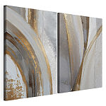 Impression sur toile modulaire Des courbes artistiques dans des tons neutres